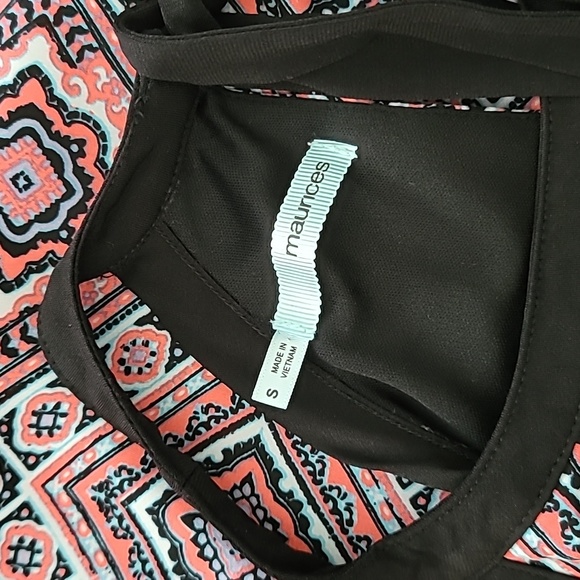 Maurices Geometric Dress Black Pink Aqua Size Small - Picture 11 of 11